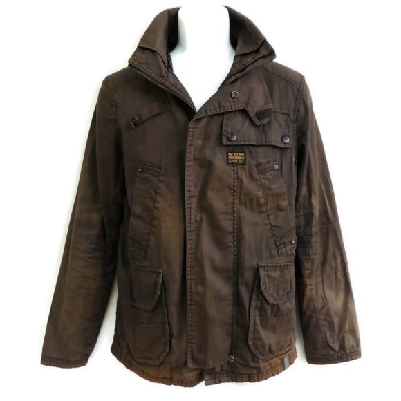 G Star Originals Raw Mens Denim Utility Jacket Brown Cargo